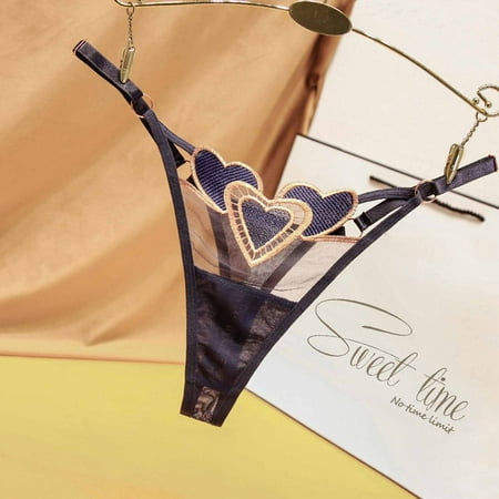 

HUPOM Womens Panties Panties For Girls Thong Casual Sash Tie Elastic Waist Blue One Size