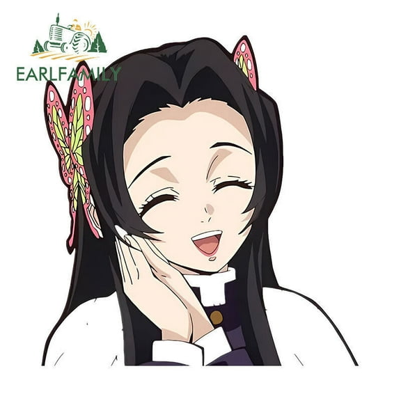 EARLFAMILY 5.1 Inch Car Sticker Kochou Shinobu Scratch-Proof Motorcycle Bumper JDM Decal Surfboard Laptop RV Sunscreen Fashionable Decoration