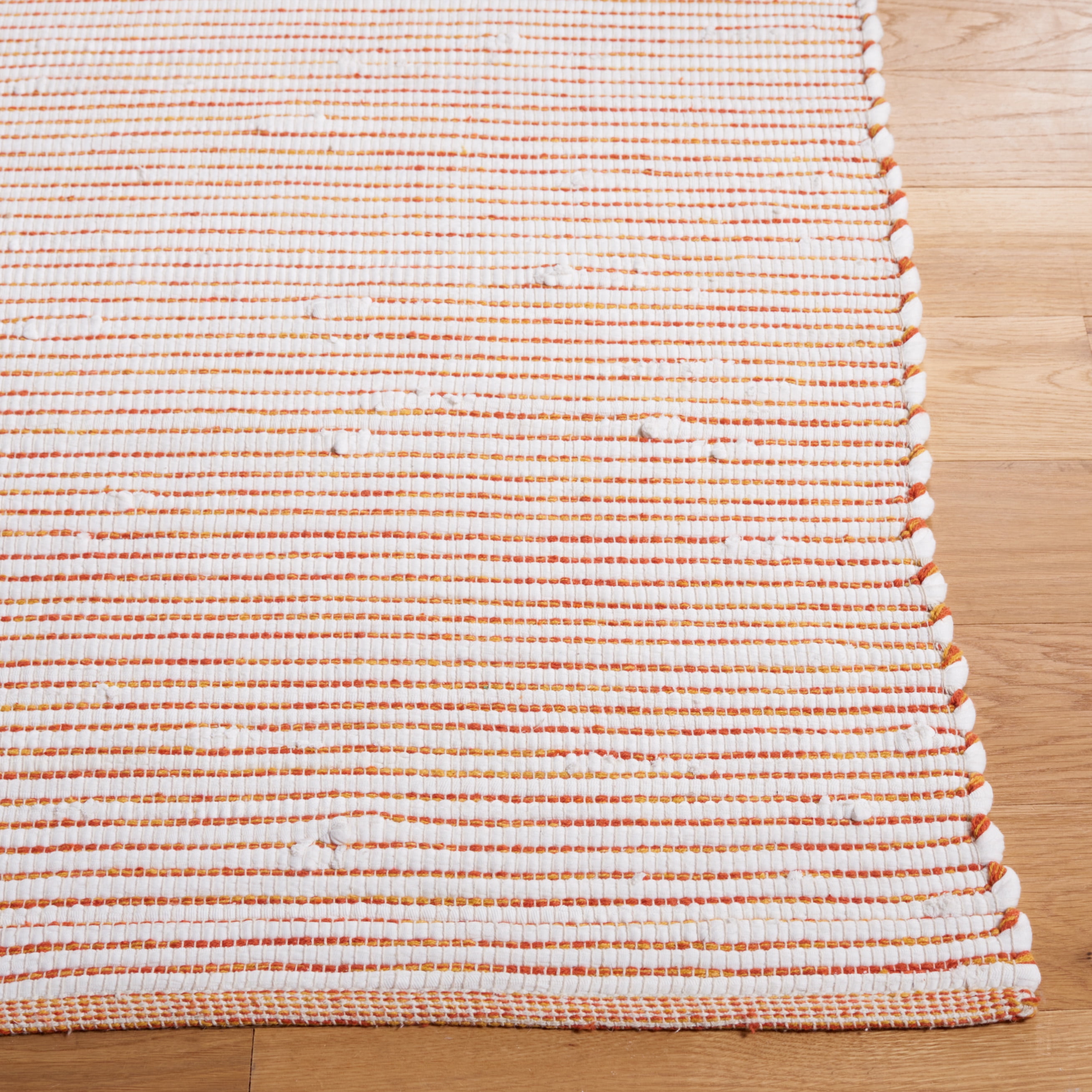 SAFAVIEH Montauk Carver Striped Cotton Area Rug, Red/Ivory, 8' x 10'