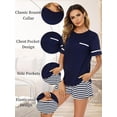 thumbnail image 3 of Women's Cotton Pajamas Set Round Neck Short Sleeve and Shorts Pajama Set for Women 2 Pieces Summer Short Sleepwear Sets Soft Loungewear Set for Women, S-XXL, 3 of 11