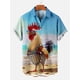 thumbnail image 4 of Camisa informal de manga corta con cuello vuelto y estampado 3D de gallo divertido de Hawaii para playa 2024, camisa holgada de verano para niños, 4 of 4