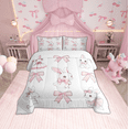 thumbnail image 2 of Erosebridal Cute Rabbit Bedding King Comforter Set, Pink Bow Down Comforter, Farm Animal Bunnies Room Decor, Reversible 3 Pieces, 2 of 8