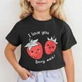 thumbnail image 2 of MIXUE Toddler Girls Tops & T-Shirts Summer Cute Strawberry Print Round Neck Short Sleeve Fashion Casual Tshirts Outwear,Black,3-4 Years, 2 of 4