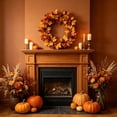 thumbnail image 6 of Tunhigl Fall Eucalyptus Garland, 5.9Ft Artificial Hanging Vine Garland with Autumn Tone Eucalyptus Leaves Persimmon Ornaments and Pine Cones for Mantel Table Arch Home Thanksgiving Seasonal Decor, 6 of 6