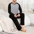 thumbnail image 4 of Stamzod Mens Pajamas Set Patchwork Casual Long Sleeve T Shirts Loose Pajama Pants Plus Size Men's Sleepwear 2 Piece Gray M, 4 of 7