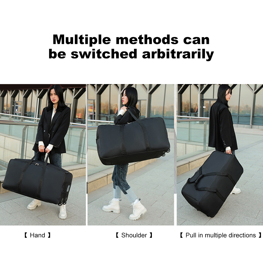 Travel Luggage Bag Foldable Wheel Bag Waterproof Travel Duffel Bag  Shoulder Straps- Use as Luggage or Backpack for Men/Women (Black)
