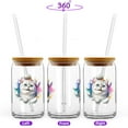 thumbnail image 2 of Funny Watercolor Adorable American Shorthair Peeking Through Torn Paper Effect 16oz Glass Cup Mug Cat Lover Kitten Owner Gifts Glass Can with Bamboo Lid and Straw - 00026, 2 of 5
