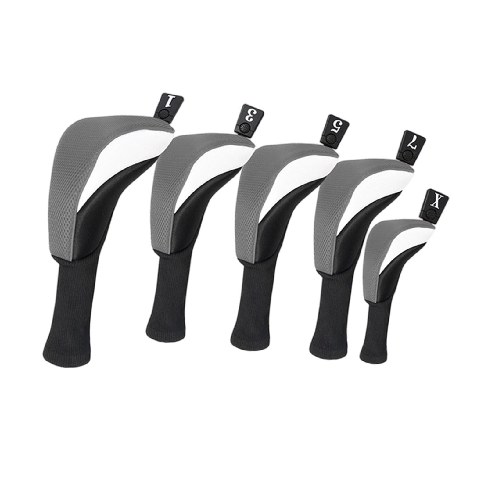 Baoblaze 5 Pieces Golf covers Golf Club Head Cover for Men Women Golfer Gift Gray