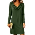 thumbnail image 4 of Sweater Dress for Women Long Sleeve Winter Knitted Dresses Elegant Fall Sweater Green XL, 4 of 7