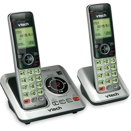 VTech&reg; DECT 6.0 Corded Cordless Expandable Phone Combo with Caller ID, Call Waiting, and Answering System, Silver and Black (2-Handset System)
