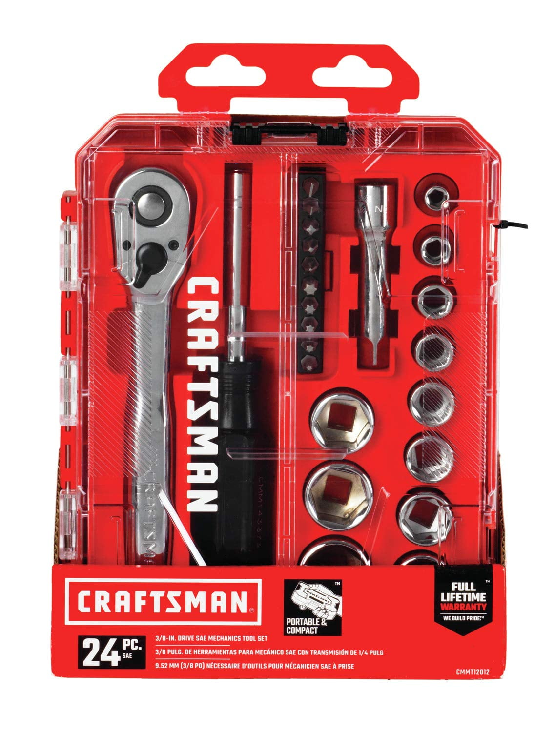 CRAFTSMAN Socket Set 3/8-Inch Drive Nano SAE 24-Piece CMMT12012 