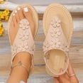 thumbnail image 2 of Sandalias Planas con Correas de Tobillo Floral Toe Post Espadrilles, Sandalias Planas de Mujer Toe Redondo Verano, 2 of 9