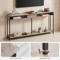 thumbnail image 4 of Nordic Hygge 70.9 in. Console Table with Built-In Charging Station, Heather Greige & Ink Black, 4 of 8