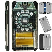WORLD ACC Silver Guard Compatible with Cricket Icon | AT&T Radiant Core Case Slim Hybrid Phone Cover (Black Payphone)