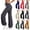 Black, variant on WAGUTH Women's Bubble Yoga Pants High Waist Drawstring Wide Leg Pants Casual Workout Yoga Trousers
