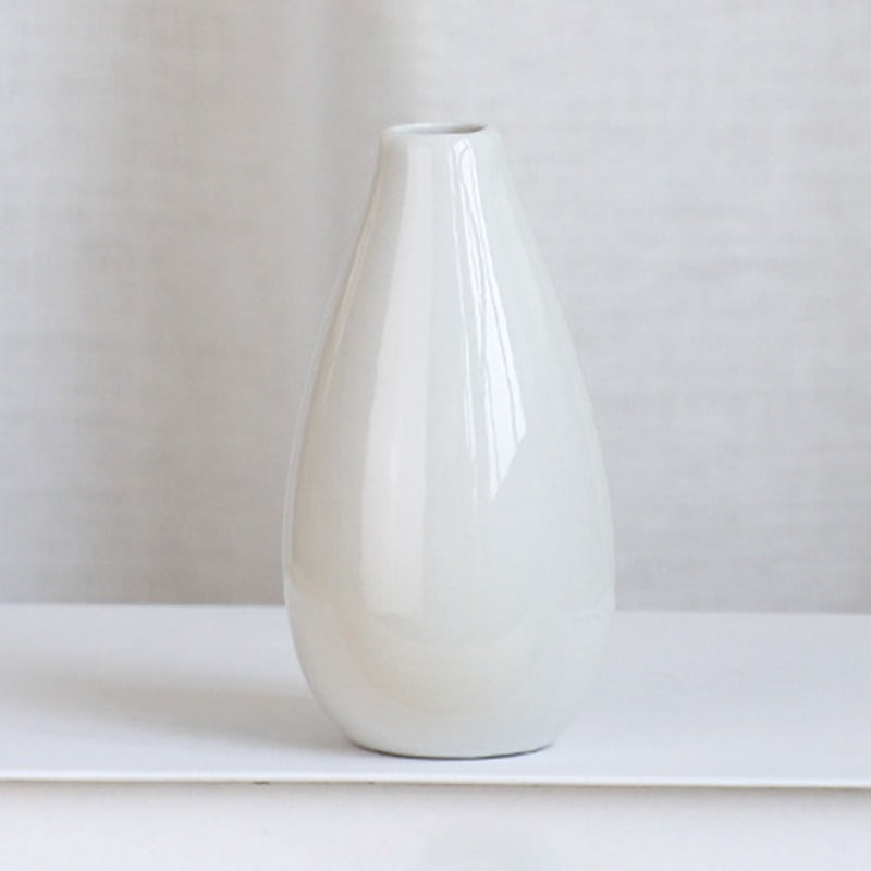 Ceramic Flower Vase Home Decor Ornament Cylinder Tube Embossed Glazed Bottle 