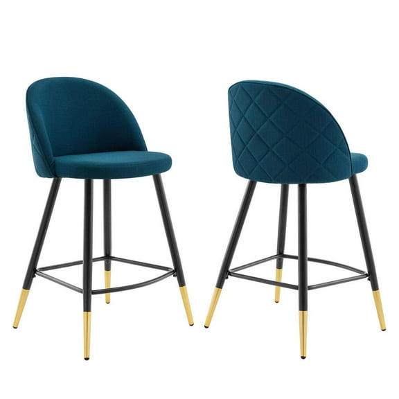 Modway Cordial Fabric Counter Stools - Set of 2 in Azure