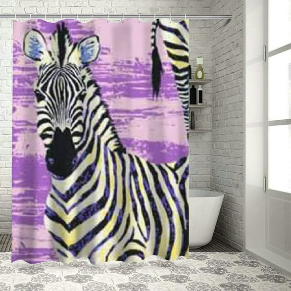 BCIIG Zebra Stripes Bathroom Shower Curtain Set with Hooks, Premium Polyester Cloth, Waterproof, HD Print, Easy Installation & Maintenance 36"x72