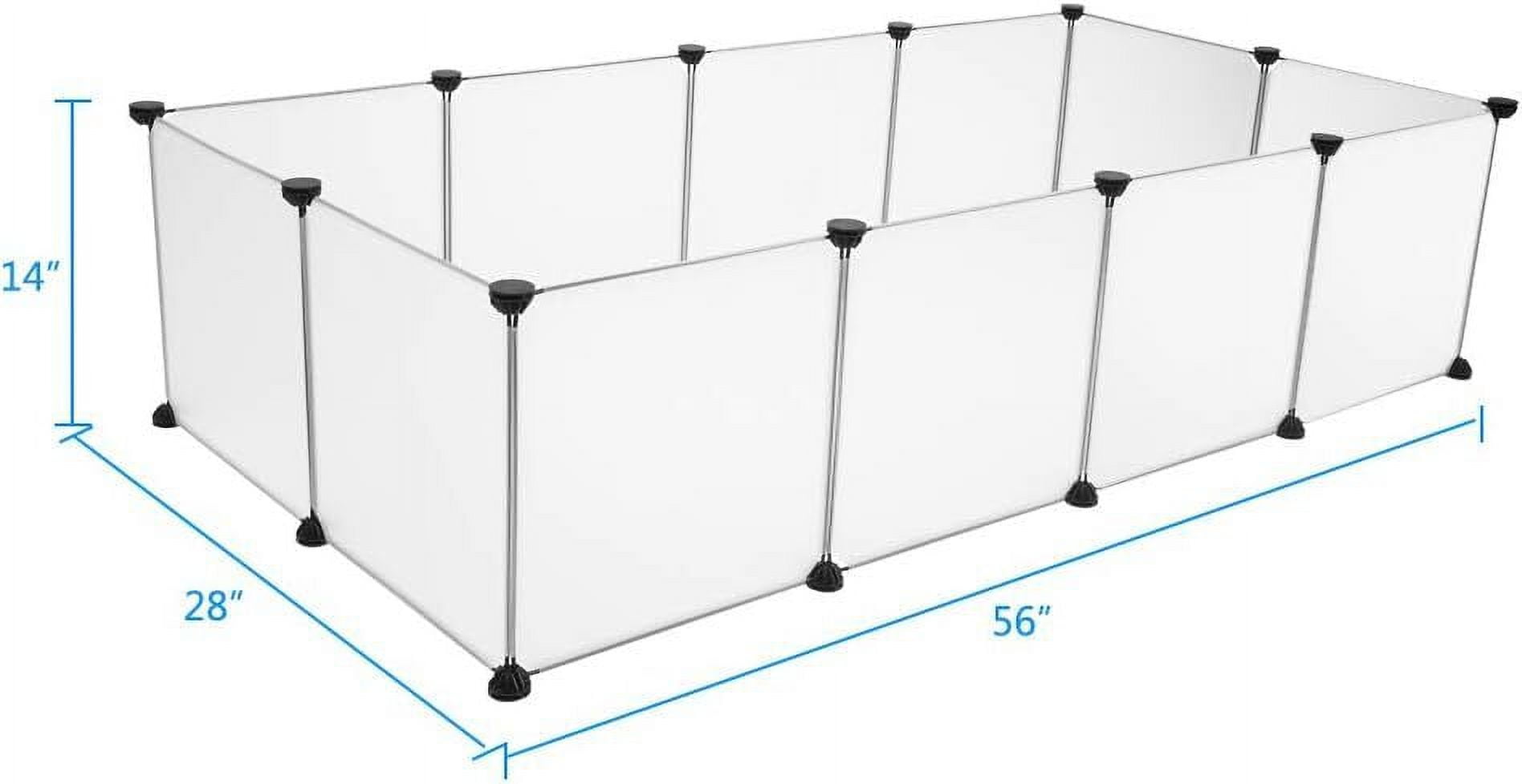 Pet Playpen Portable Small Animals Playpen, Pet Fence Yard Fence for Guinea Pigs, Bunny, Ferrets, Mice, Hamsters, Hedgehogs, Puppies, Turtles, 14 X 14 Inch, Translucent, 12 Panels