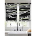 thumbnail image 2 of Sage Green Black Stripes Sheer Curtains 54 Inch Length 2 Panels Set Window Treatments, Grey Abstract Gradient Striped Rod Pocket Semi Curtains for Living Room/Bedroom/Kitchen Décor, 104"W x 54"L, 2 of 7