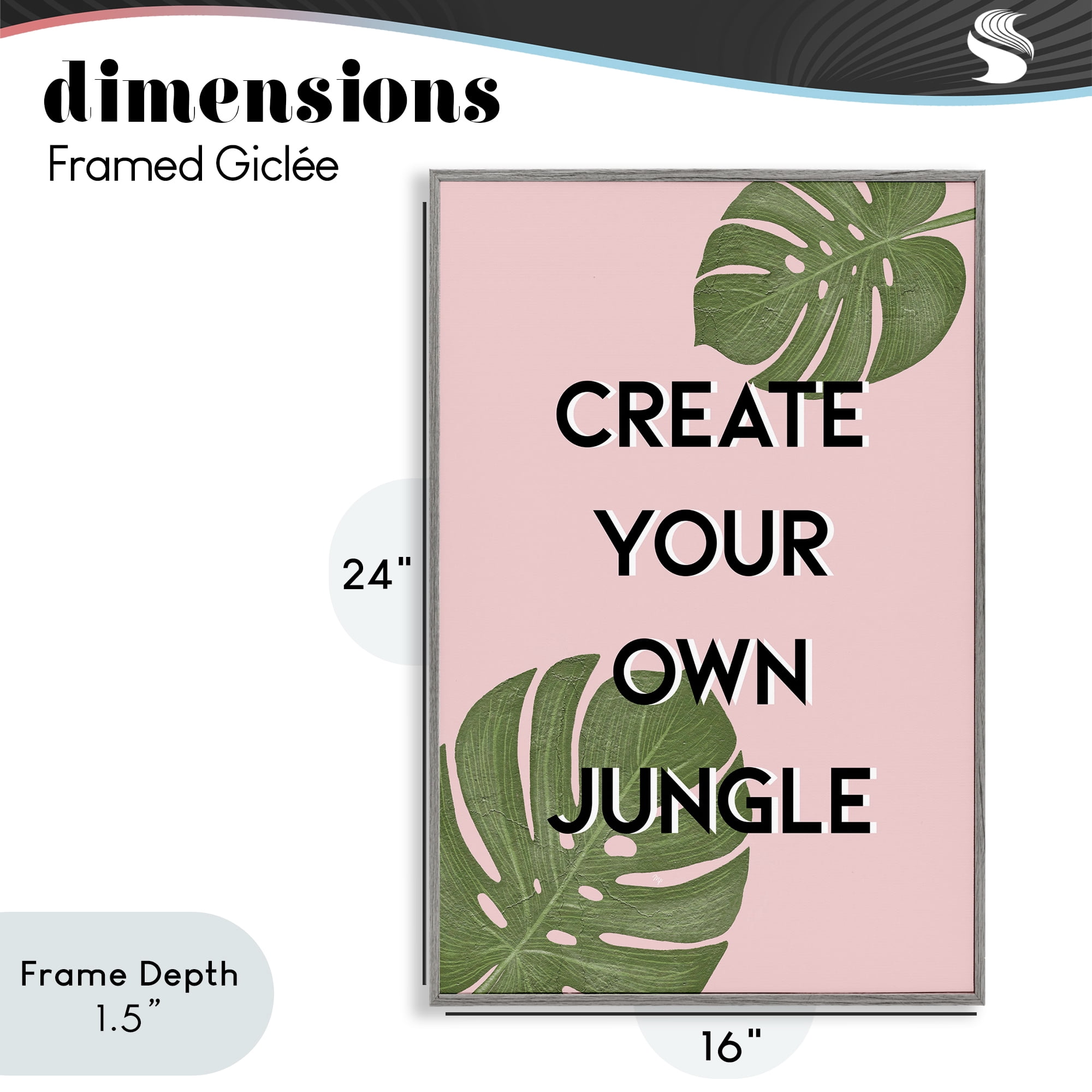 Stupell Industries Create Your Own Jungle Gray Framed Giclee Art, design by Martina Pavlova