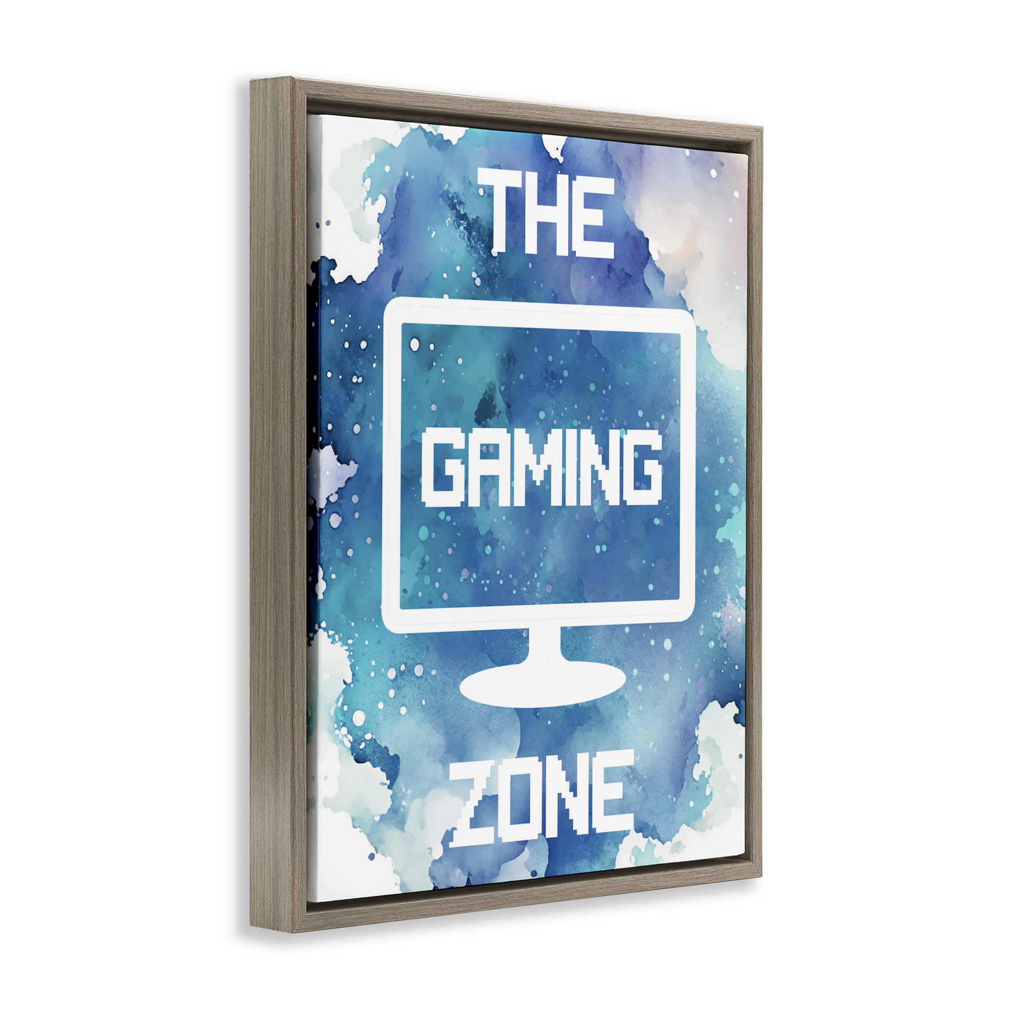 Gaming Zone Moniter Brown Framed Floater Canvas Wall Art, design by Marcus Prime