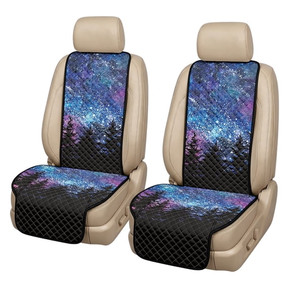 Chririnla Galaxy Print Car Front Seat Covers for Women, Airbag Compatible with Buckle Car Seat Covers for SUV, Polyester Fabric Vehicle Seat Protector for Front