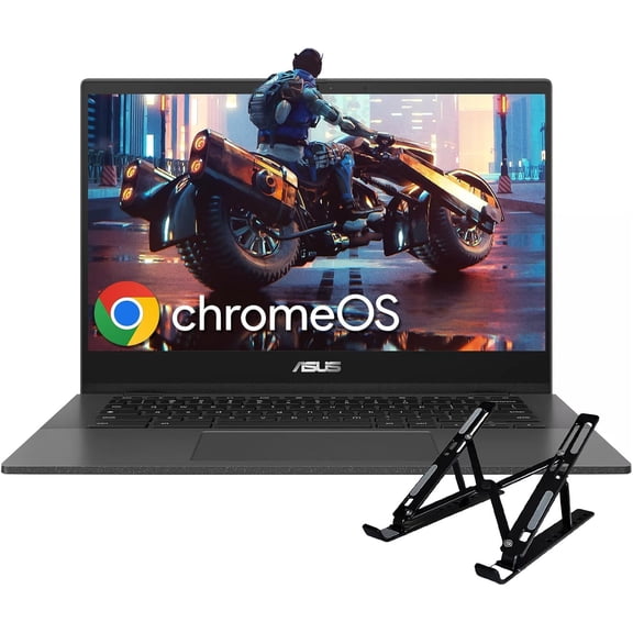 ASUS Chromebook CM1402 Laptop, 14" FHD Display, MediaTek Kompanio 520, 4 GB RAM, 64 GB eMMC, MediaTek Graphics, Bluetooth, Wi-Fi, Chrome OS, with 256 GB SD Card, Laptop Stand