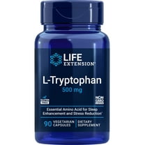 Life Extension L-Tryptophan 500 mg â L-Tryptophan Supplement for Healthy Sleep and Stress Response Support â Gluten-Free, Non-GMO, Vegetarian â 90 Capsules