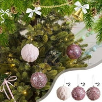Christmas Ball Ornaments 2 Pcs - 3 inch Large Shatterproof Christmas Balls, Premium Decorations Indoor, Multi-Styles Holiday Party Hanging Ornaments for Xmas Tree, Wreath, Vines, White