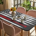 thumbnail image 3 of American Flag Table Cloths for 3 Foot Rectangle Tables, Retro US Flag Baseball Stars Gray Patio Waterproof Elastic Fitted Tablecloths, Washable Rectangular Table Cover for Camping, 3 of 8