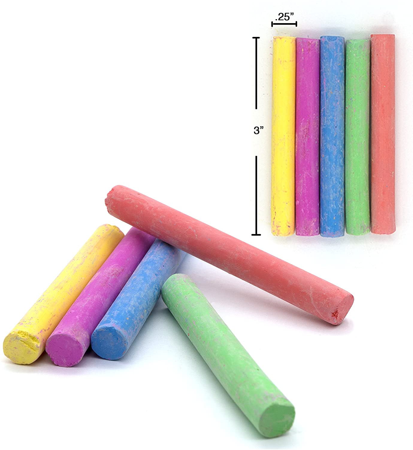 Pack of 12 Assorted Colors School Smart Dustless Chalkboard Chalk 