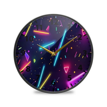 Acrylic Wall and Table Clock Colorful Neon Design 9.5in Modern Decor with Golden Hands