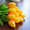 thumbnail image 4 of 10pcs Stunning Realistic Touch Pu Artificial Tulip Bouquet With Stem-yellow, 4 of 5