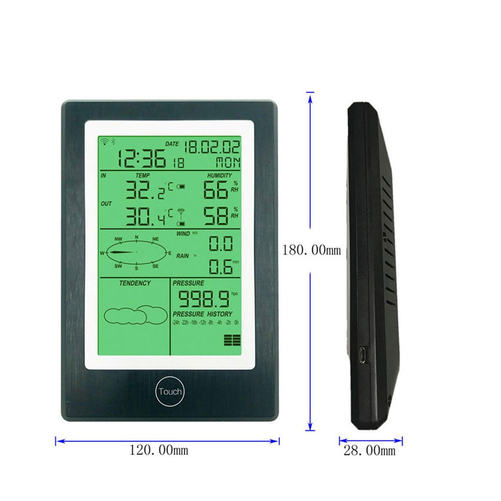 Wireless Weather Station APP Thermometer Hygrometer Rainfall Pressure Wind Speed Direction Weather Data Alarm ,Easy to Install