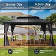 thumbnail image 3 of 12x14 ft Hardtop Gazebo Canopy Metal with Galvanized Steel Double Roof,Curtain & Netting for Patio Deck Backyard, Gray, 3 of 8