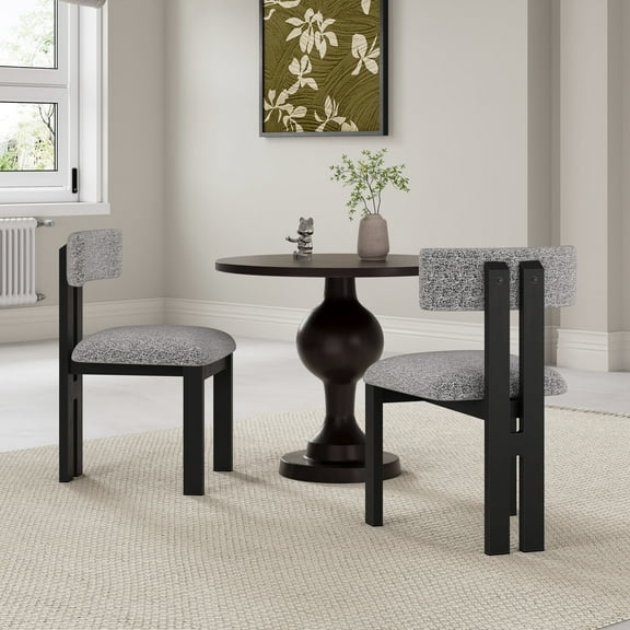 GDF Studio 3-Piece Dining Set with Aluminum Table, Black-and-White Upholstered Chairs