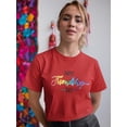 thumbnail image 2 of Friendship Day Rainbow Text Shaped T-Shirt Women -Image by Shutterstock, Female 3X-Large, 2 of 4