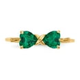 thumbnail image 4 of 14K Yellow Gold Ring Band Birthstone (05) May Emerald, Lab Created Heart Green, Size 8, 4 of 5