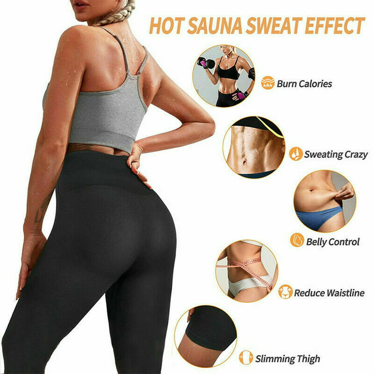 High Waisted Leggings Women Sweat Sauna Pants Thermal Body Shaper Waist  Trainer Front Buckle Design Long XL 