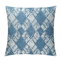 Jiayy  Boho Moroccan Decorative Ikat Accent Square Small Throw Pillow with Removable Cover for Bohemian Sofa, Couch, Bed, Living Room, Bedroom - Blue & White