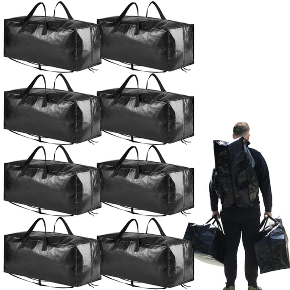 Tooloton Reusable Jumbo Heavy Duty Storage Bags, Black, 8 Pack