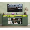 thumbnail image 4 of ANPOO 71" Fluted TV Stand for 75/80" TVs with LED Light and Power Outlet, Modern Entertainment Center with 2 Storage Cabinets & 6 Open Shelves, Wooden Media Console TV Stand for Living Room,Green, 4 of 9