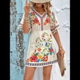 thumbnail image 4 of Vestido Bordado de Fiesta para Mujer, para Vacaciones en la Playa, Talla Grande, Corta, Estilo Bohemio de Verano con Bolsillo. L, 4 of 9