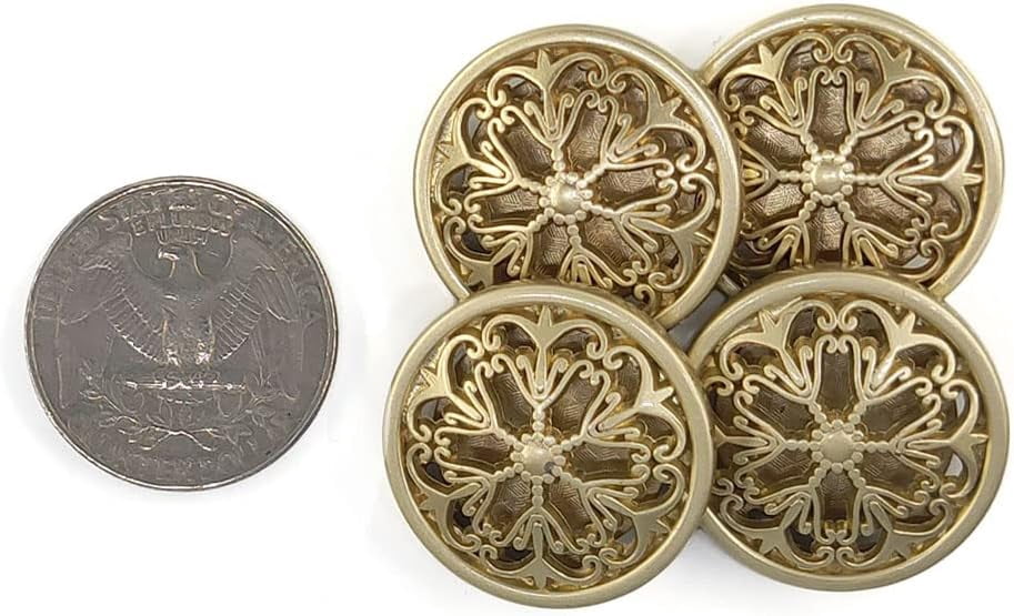 ABPETE Buttons,Vintage Metal Sew-On Buttons 20pcs - 40L (1" / 25mm) Openwork Carved Design for Double-Breasted Coats & Peacoats,Retro Hollow-Circle Buttons