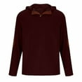 thumbnail image 3 of HAPIMO Men's 1/4 Button up Clothes for Men Hoodies with Patch Sleeves Corduroy Pullover Fashion Fall Plain Casual Loose Sweatshirts Vintage Long Sleeve Wine,L Spring Tops, 3 of 5