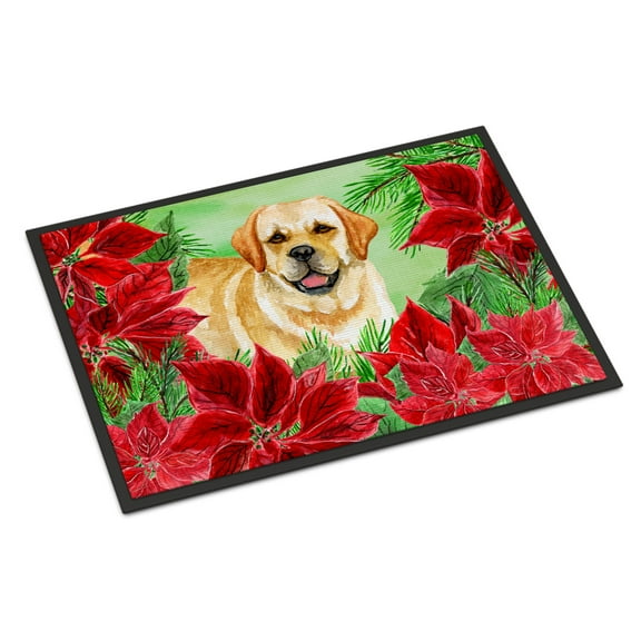 Golden Retriever Poinsettas Door Mat