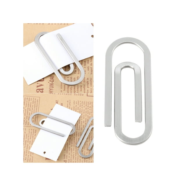 2pcs Money Clips Stainless Steel Paper Clip Shape Paper Clip Shape Stainless Steel for Travel Bank Home
