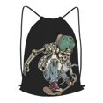 thumbnail image 1 of XMXT Waterproof Gym Bag, Skeleton Playing Skateboard Drawstring Backpack for Men, s, 1 of 8