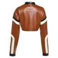thumbnail image 4 of Womens Jackets Trendy Color Blocked Embroidered Motorcycle Slim Fit Faux Leather Cropped Lightweight Fall Winter Women'S Coats,Brown,L, 4 of 6